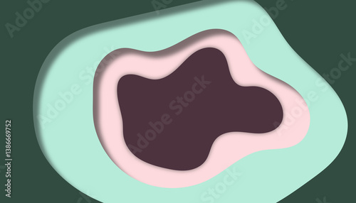 Abstract layered pastel waves in mint, pink, and brown with smooth gradient design