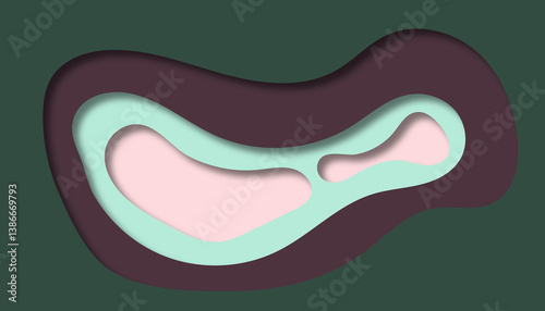 Abstract pastel waves in mint, pink, and brown with smooth flowing texture