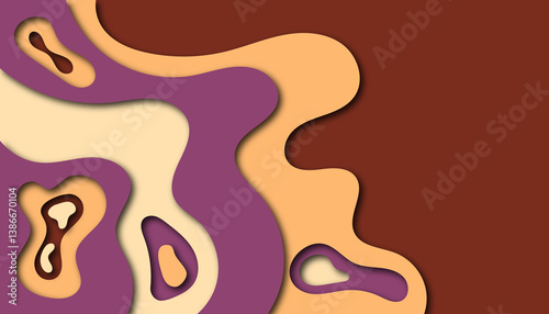 Abstract layered waves in rich brown, orange, and purple tones with smooth curves