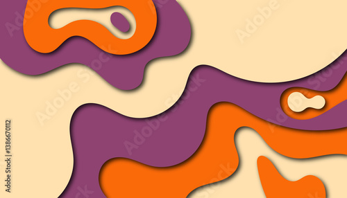 Colorful abstract layered waves in shades of orange, purple, and beige tones