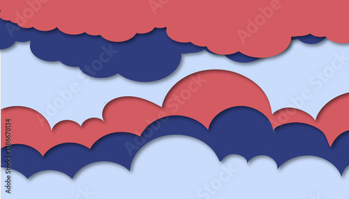 Pastel abstract clouds in blue, red, and navy layers with smooth edges