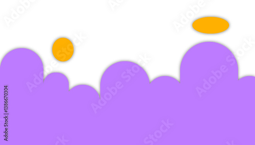 Purple and Yellow Dripping Fluid Shapes on a White Background