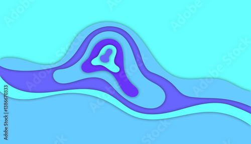 Purple and Blue Gradient Fluid Layers with Soft Curves on Teal Background