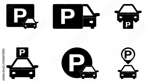 Car Parking Space, Area Vehicle Parking Location Vector Illustration
