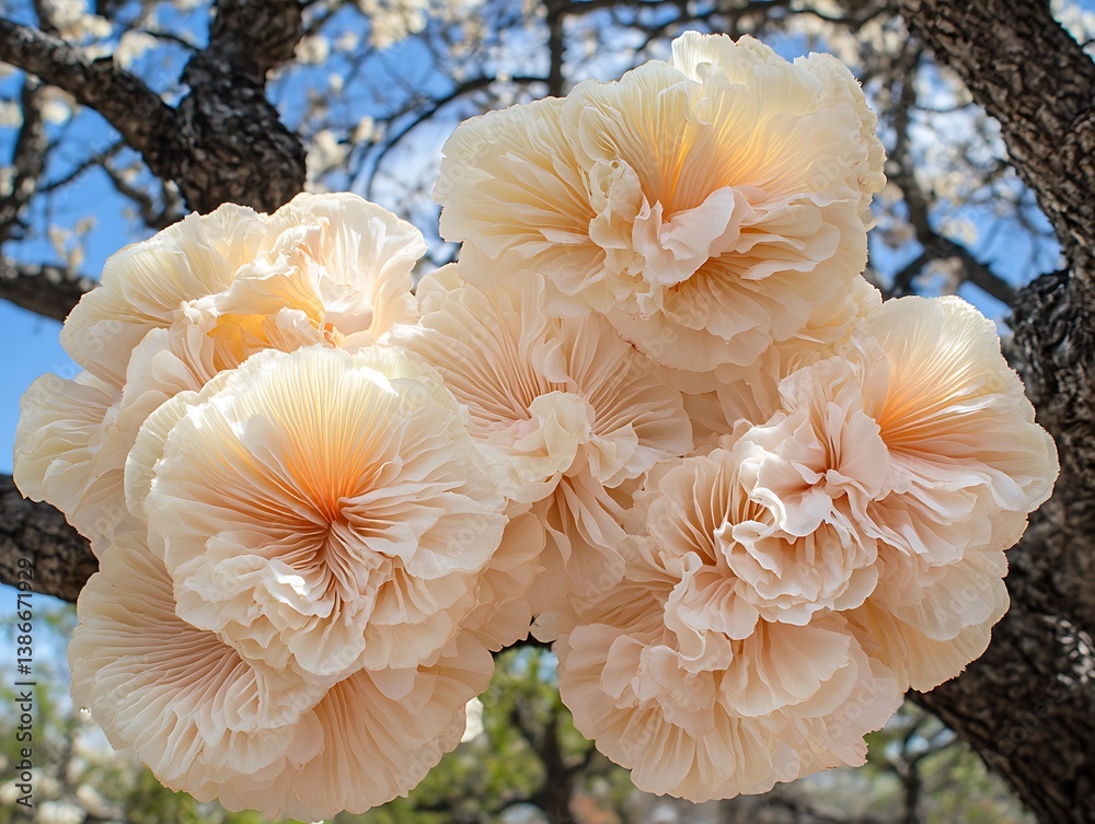 Floral decorations on tree branches
