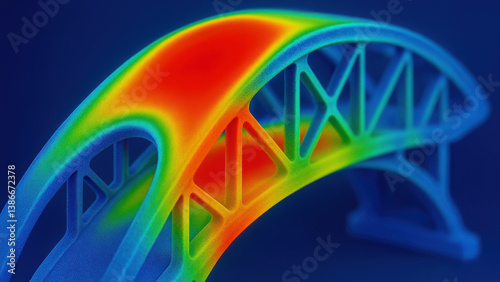 Fototapeta Naklejka Na Ścianę i Meble -  stunning simulation of engineering principles showcases bridge structure with stress analysis