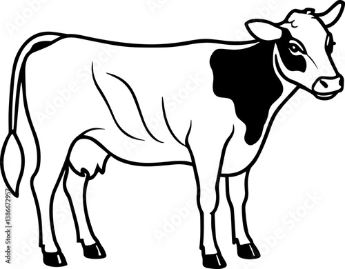 Cow outline vector illustration line art
