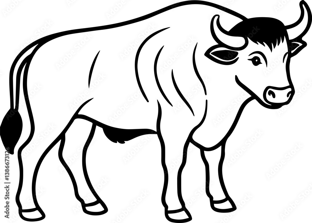 Obraz premium buffalo outline vector illustration