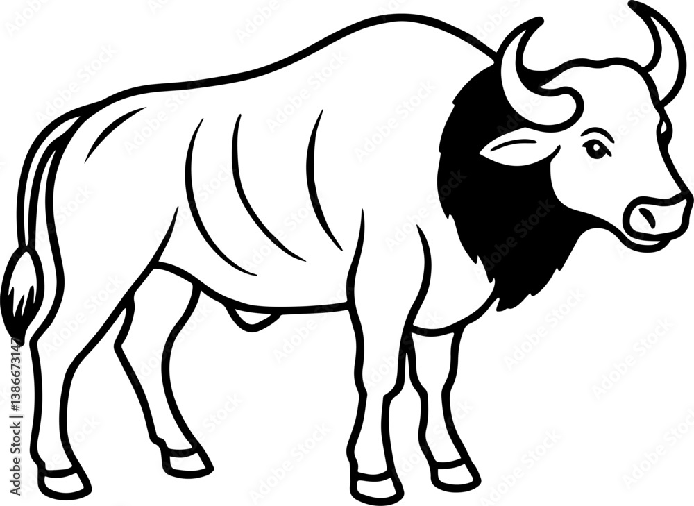 Obraz premium buffalo outline vector illustration
