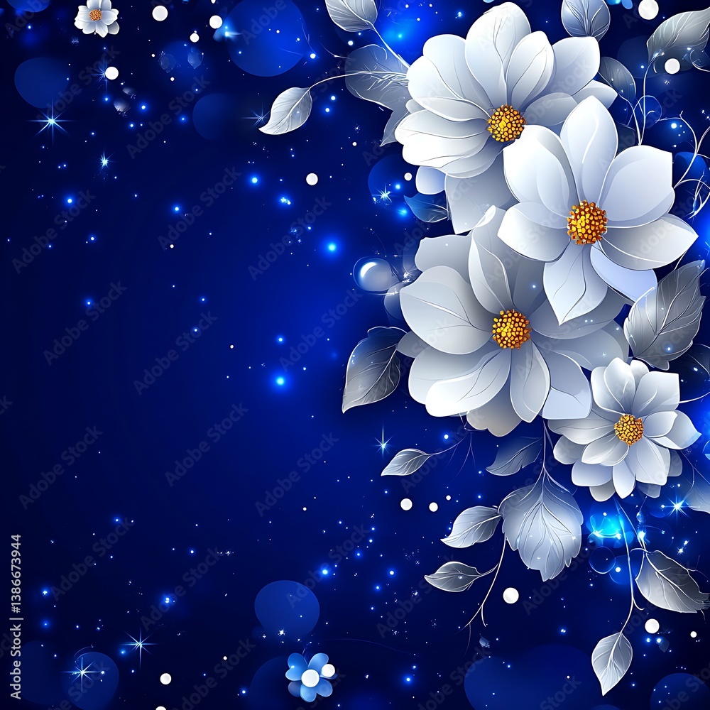 Floral design, night sky background