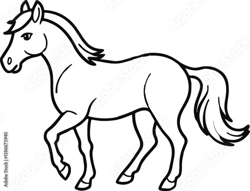 horse outline vector illustration line art