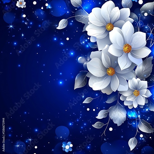 Obraz na płótnie Floral design, night sky background w salonie