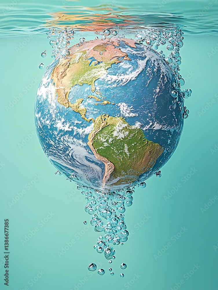 Fototapeta premium Earth sinking in water
