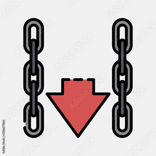 Icon sling here. Packaging symbol elements. Icons in filled line style. Good for prints, posters, logo, product packaging, sign, expedition, etc.