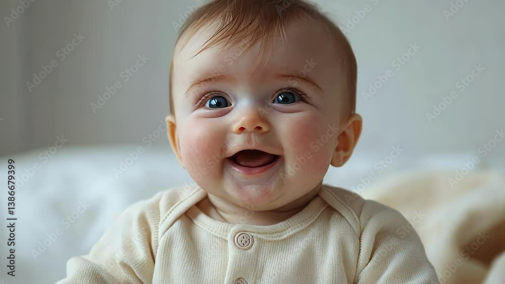 A joyful baby smiling happily with bright eyes and a warm expression. A joyful baby smiling happily with bright eyes and a warm expression.