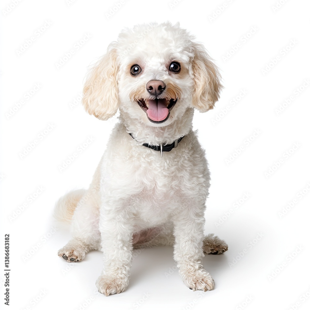 Obraz premium Playful white dog smiling in studio environment pet photography bright background