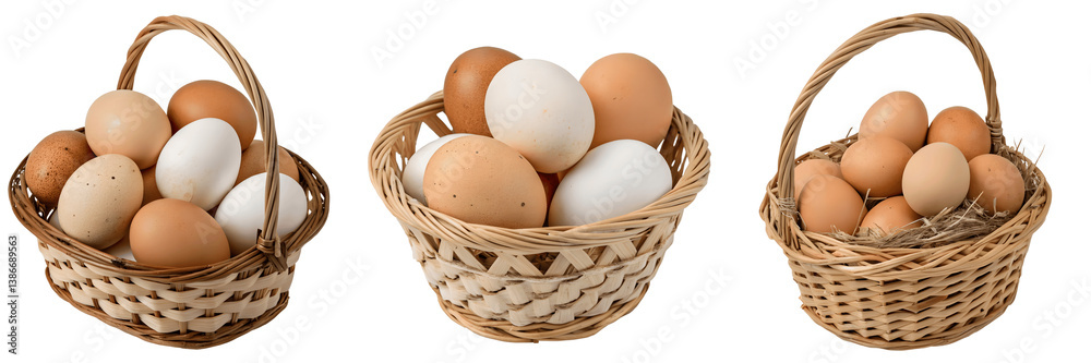A Set For basket of eggs isolated on a transparent background A Set For basket of eggs isolated on a transparent background
