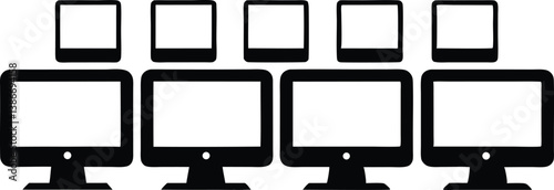 Laptop Computer Set Vector Design on White Background.