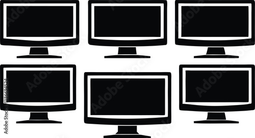 Laptop Computer Set Vector Design on White Background.