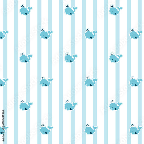 Cute dolphin cartoon pattern colorful background with stripes alternating lines hand drawn seamless fashion clothing pants children's clothes diaper education industry interior decoration anchor sea r