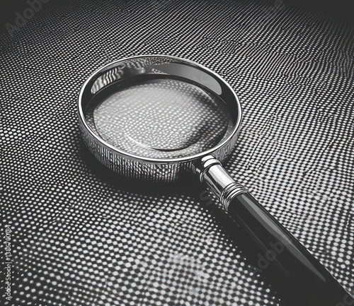 Black and White Minimalist Magnifying Glass Illustration