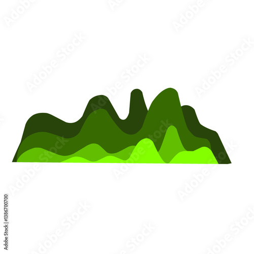 Vibrant green mountain landscape with rolling hills and a clear blue sky, ideal for nature themes