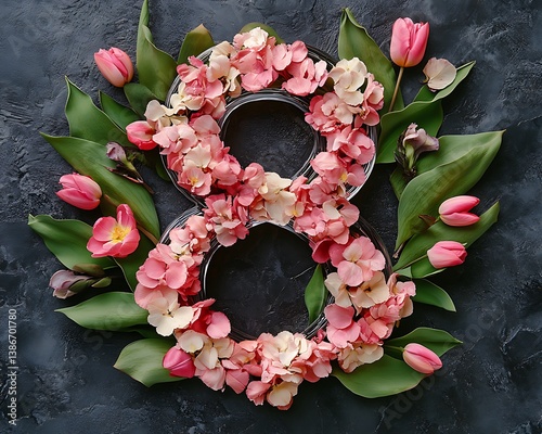 Obraz na płótnie Floral Number Eight, Dark Background w salonie