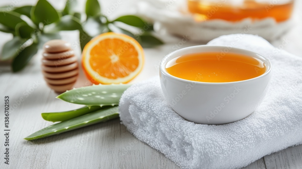 Fresh Aloe Vera, Honey, and Citrus Ingredients for Wellness and Relaxation Fresh Aloe Vera, Honey, and Citrus Ingredients for Wellness and Relaxation