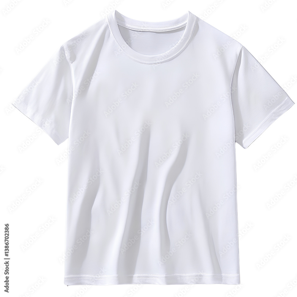 White T-shirt, round neck, short sleeves, solid color, simple style, transparent background png White T-shirt, round neck, short sleeves, solid color, simple style, transparent background png