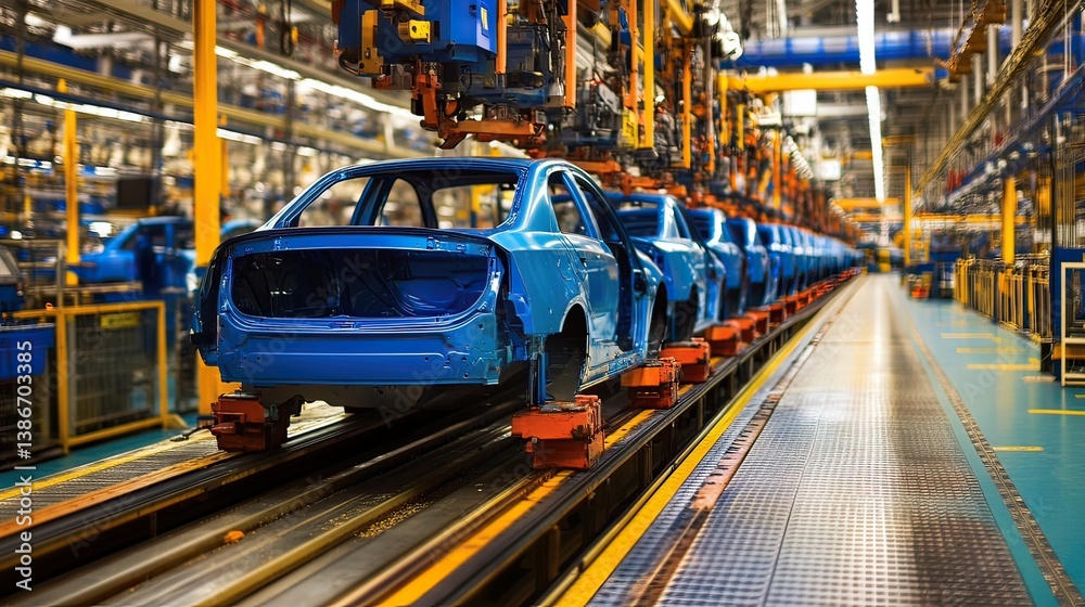 Obraz premium Exploring technology's impact on the automotive manufacturing assembly line
