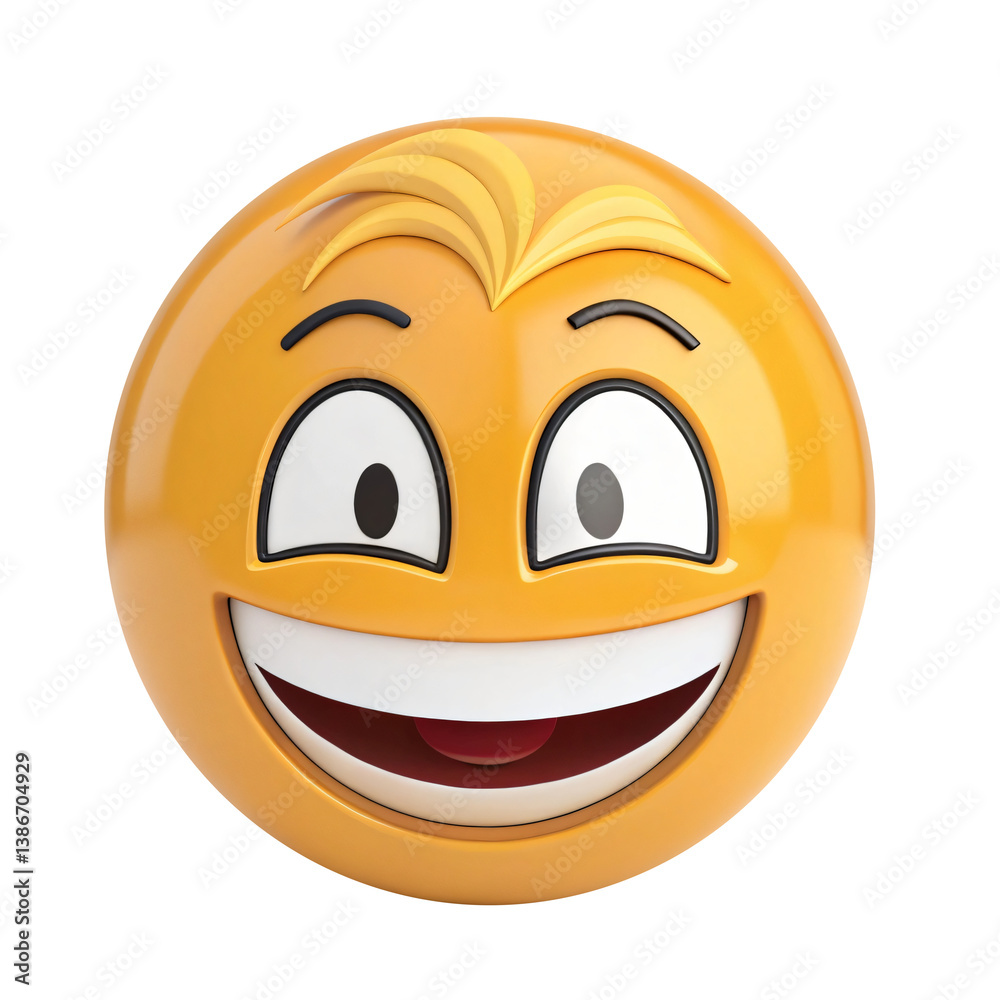 Fototapeta premium Happy Smiling Emoji Face with Playful Expression and White Teeth