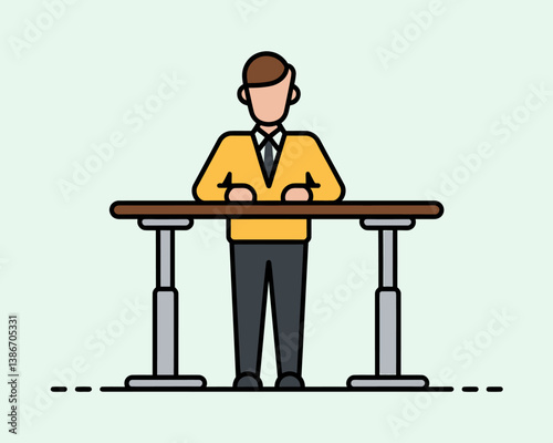 Standing Desk User Illustration: Ergonomic Workspace for Health and Productivity