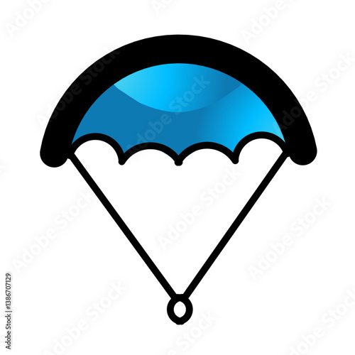 Vibrant blue parachute design with stylized curves, ideal for adventure sports and travel themes