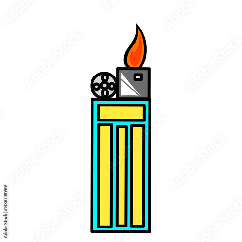 Colorful illustration of a film reel and a flame atop a pedestal, symbolizing creativity and passion