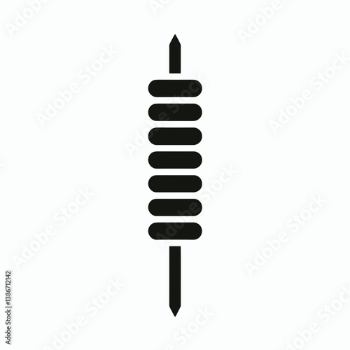 very simple flat and single minimalist Barbecue Skewer Silhouette in black on a white background