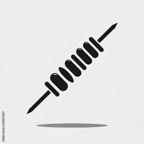 very simple flat and single minimalist Barbecue Skewer Silhouette in black on a white background