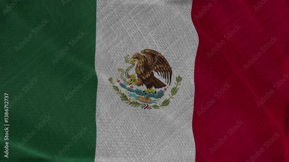 Flag of Mexico, Mexico 3D Animation flag waving in the wind. 4K Mexico Flag Animation waving with fabric texture.
