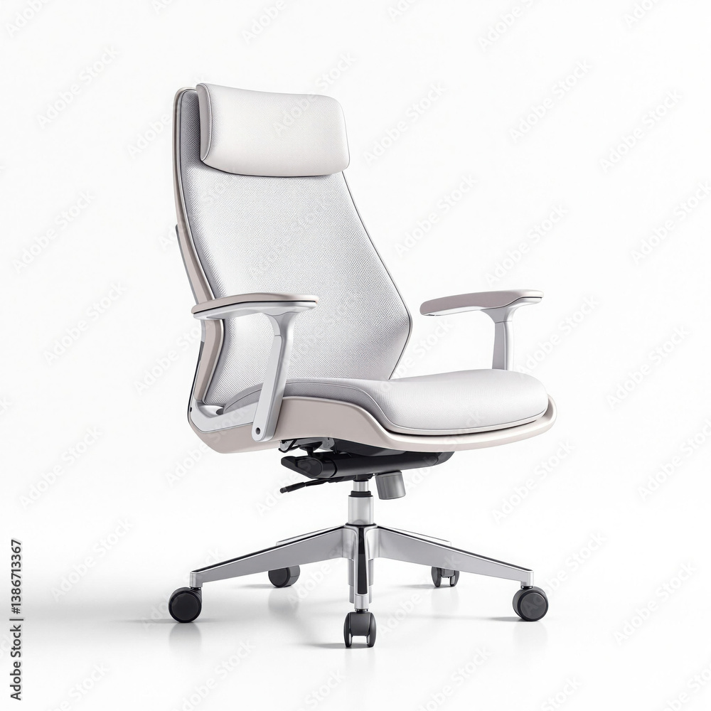White and grey ergonomic office chair with minimal design White and grey ergonomic office chair with minimal design