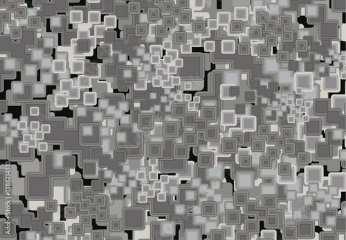 Gray camouflage backdrop created by square elements for fabrics or textiles. Chaotic small squares motifs for fashion trends, business concepts, covers, interiors, tiles, prints, dynamic posters, ect.