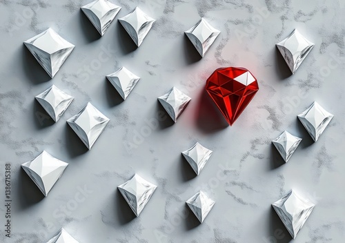 Red Diamond in a Sea of White Diamonds Leadership Strategy Vision Investment Business Management