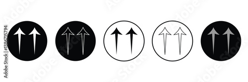 Upward arrow centered in square brackets on white background . vector illustration .EPS 10 . 
