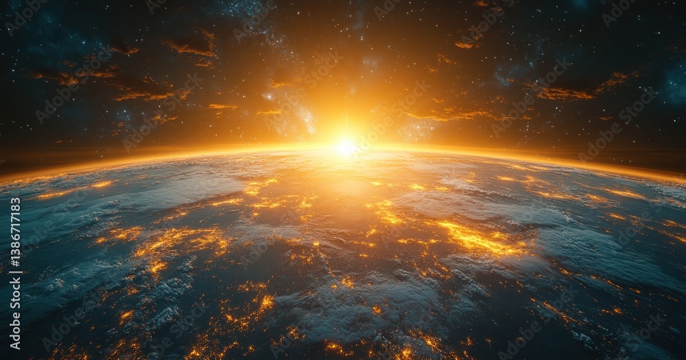 Fototapeta premium Earth View from Airplane Window Hyper Realistic Space Adventure Exploration Astronaut Travel Flight Galaxy