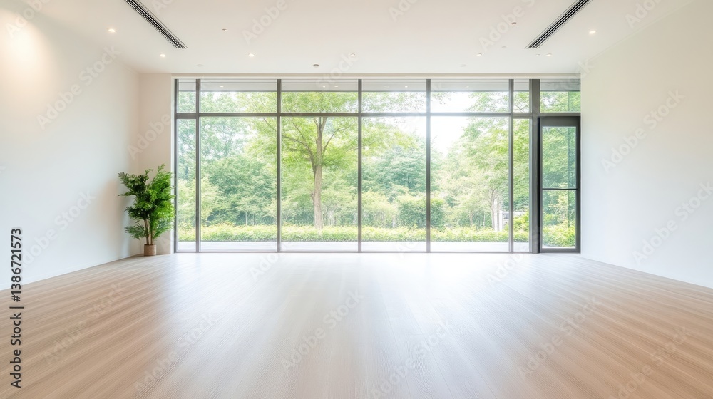 Obraz premium Empty Modern Room with Garden View
