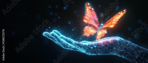 Digital Transformation Futuristic Technology Abstract Butterfly AI Evolution Innovation Management Strategy Society