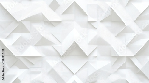 Seamless White Geometric Triangular Background with High Detail Texture and Modern Minimalistic Design