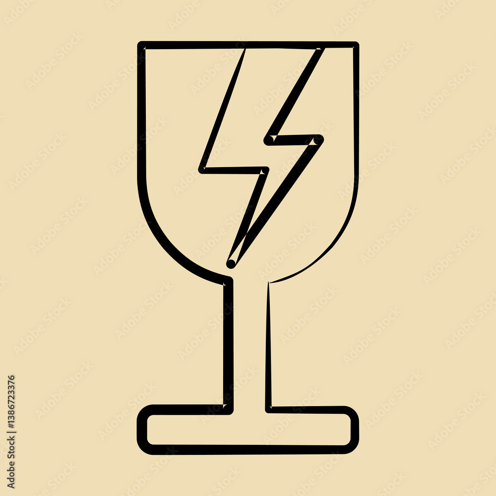 Icon broken glass. Packaging symbol elements. Icons in hand drawn style. Good for prints, posters, logo, product packaging, sign, expedition, etc. Icon broken glass. Packaging symbol elements. Icons in hand drawn style. Good for prints, posters, logo, product packaging, sign, expedition, etc.