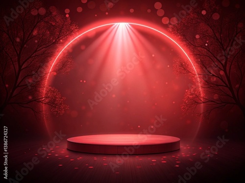 Blurred Red Glow Light Effect – Futuristic Round Spotlight Overlay