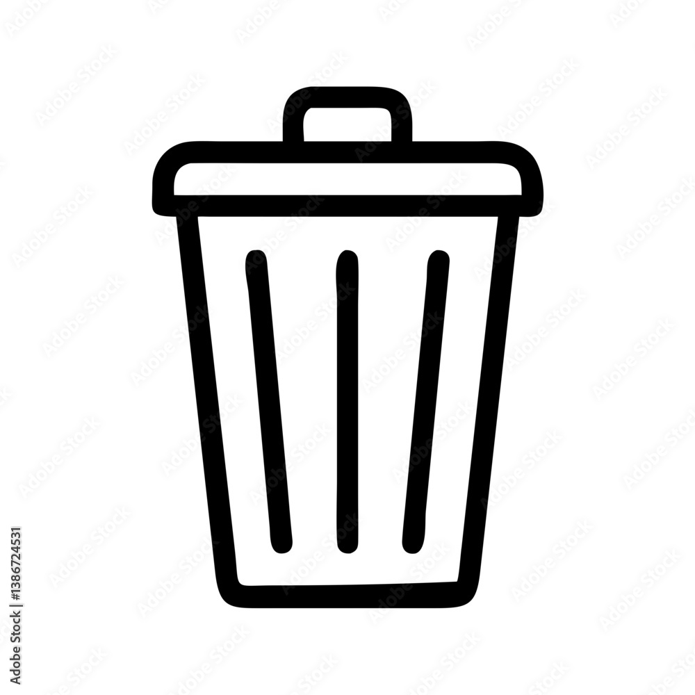 black line art illustration of a trash can icon vector.Simple Black Line Art Trash Can Icon.Clean, minimalist line drawing of a trash can. black line art illustration of a trash can icon vector.Simple Black Line Art Trash Can Icon.Clean, minimalist line drawing of a trash can.