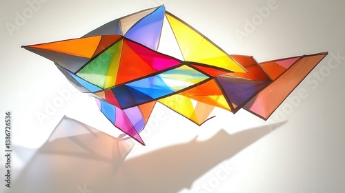 radiant kite with multi-colored panels floats effortlessly in the clear sky, a joyful spectacle of movement and light. Free Download radiant kite with multi-colored panels floats effortlessly in the clear sky, a joyful spectacle of movement and light. - GFXLoad