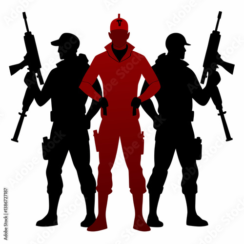 silhouettes of soldiers